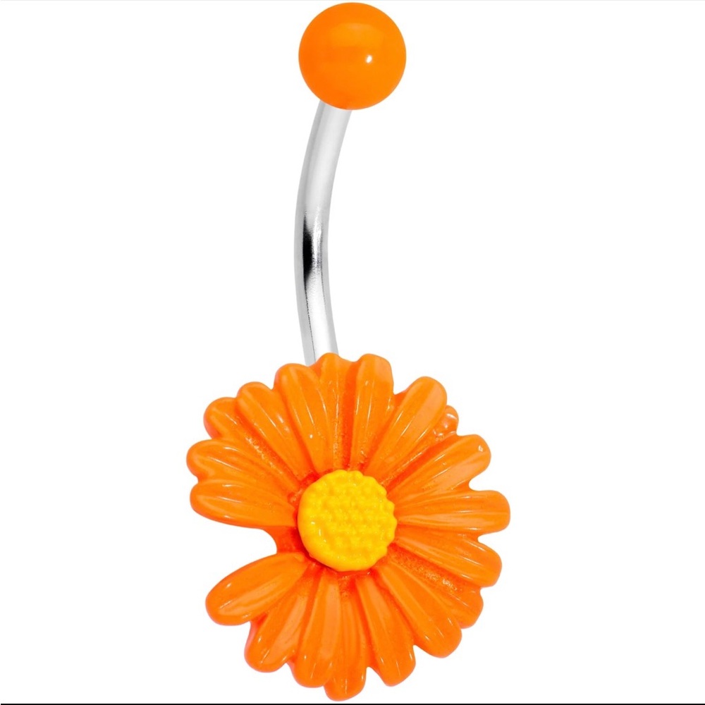 Orange flower belly ring